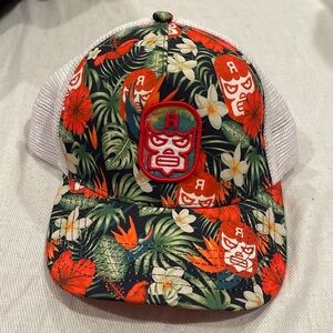 EUC Revman Hat Cap HAWAII theme Revolution Group Luchador plumeria